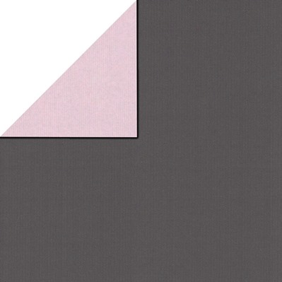 Inpakpapier voorzijde uni taupe achterzijde uni blush roze op sterk geribbeld mat papier.
 