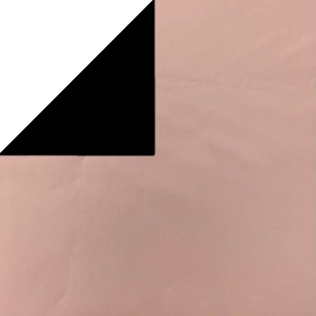 Inpakpapier voorzijde uni zwart, achterzijde uni rosé metallic op mat, sterk papier.
 