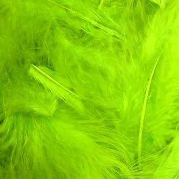 Decoratie veren 40 gram per verpakking, kleur limegroen
 